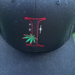 Black Cap with Red and Green Embroidery
